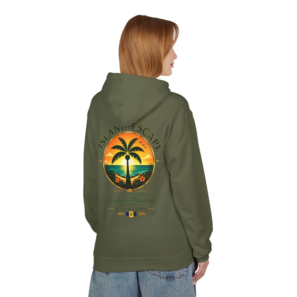 Island Escape Hoodie — Barbados Palm Sunset Graphic