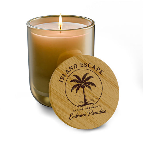 Island Escape Scented Soy Candle – 14oz Engraved Bamboo Lid