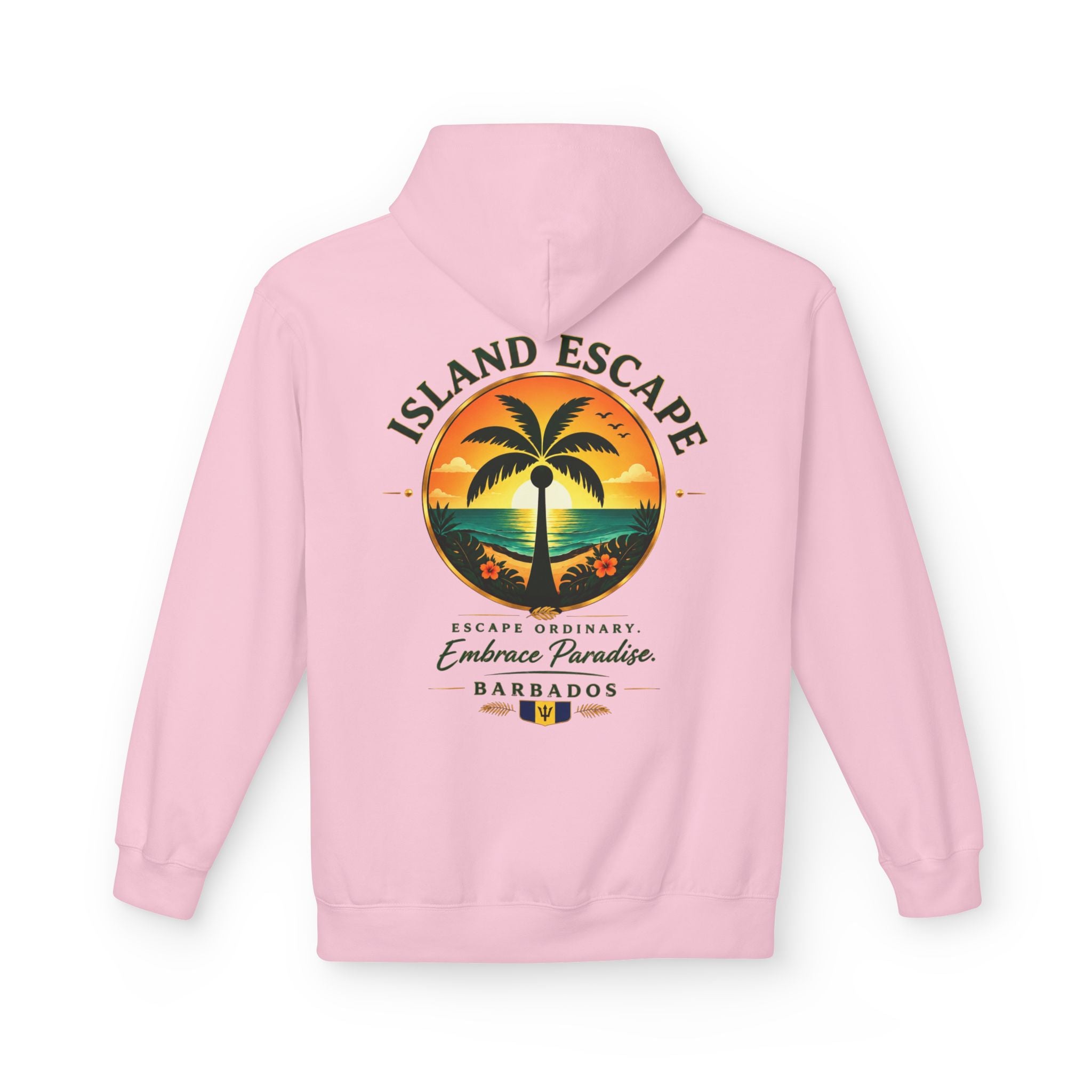 Island Escape Hoodie — Barbados Palm Sunset Graphic