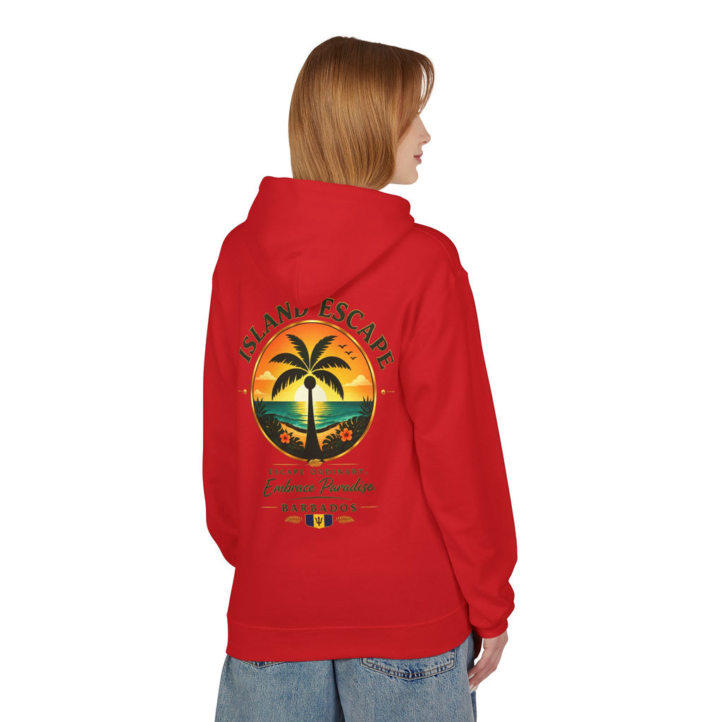 Island Escape Hoodie — Barbados Palm Sunset Graphic