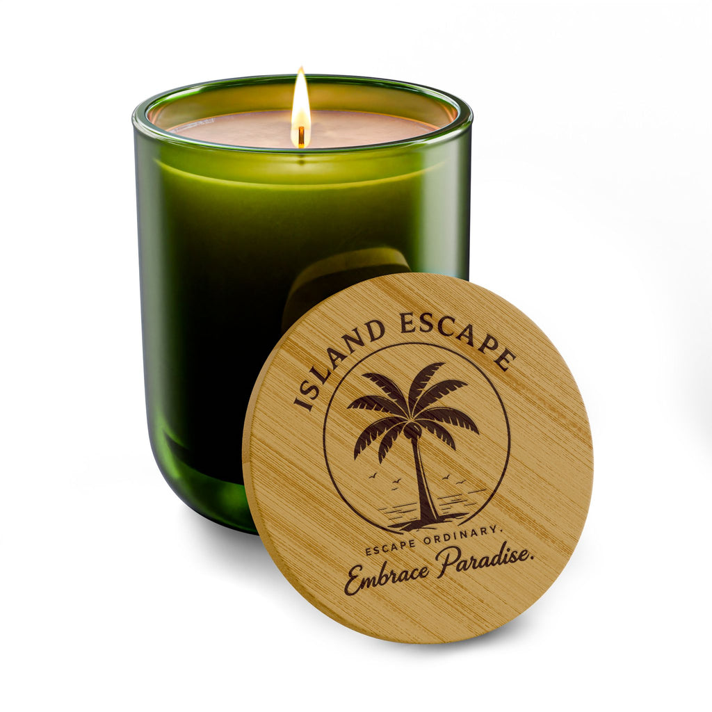 Island Escape Scented Soy Candle – 14oz Engraved Bamboo Lid
