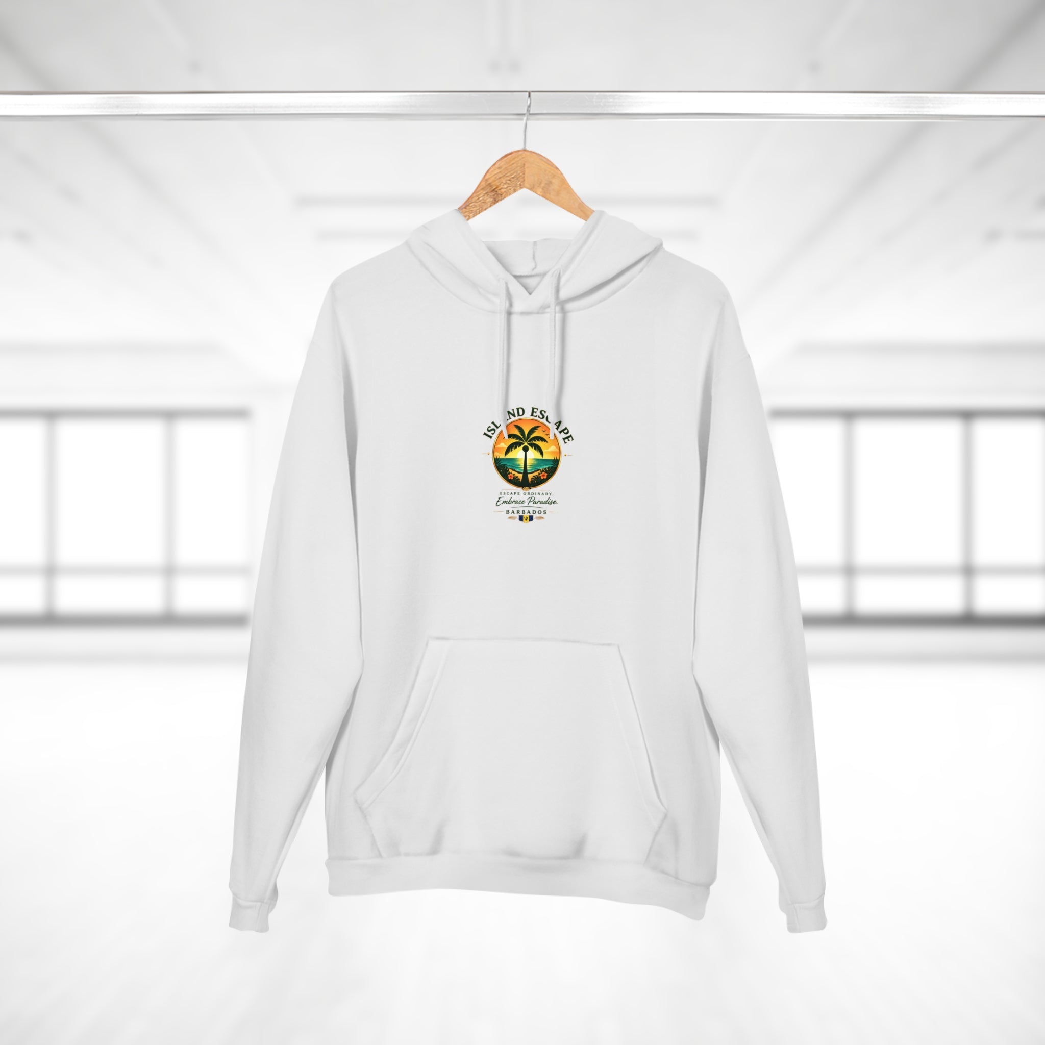 Island Escape Hoodie — "Embrace Paradise" Barbados Pullover