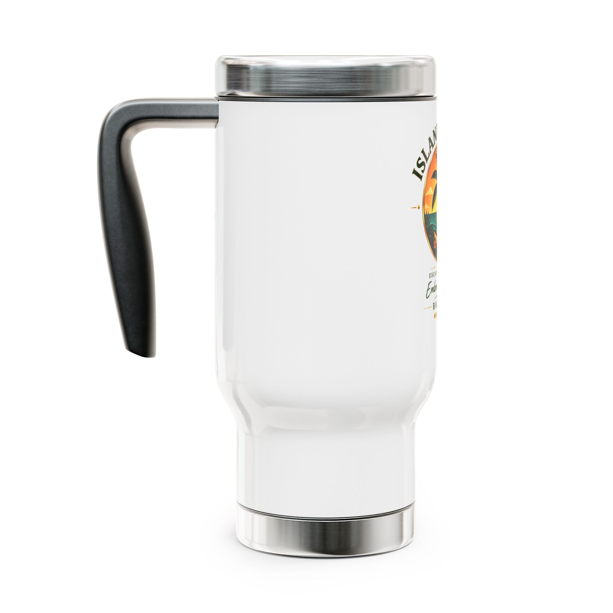 Island Escape Barbados 14oz Travel Mug — Stainless Steel Handle Tumbler