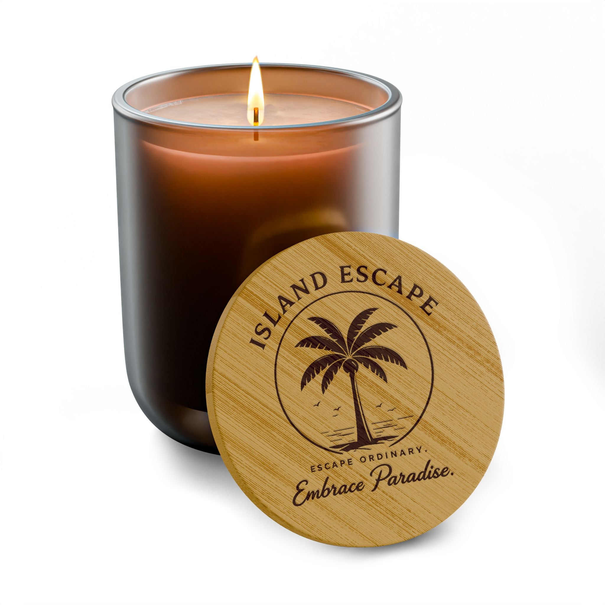 Island Escape Scented Soy Candle – 14oz Engraved Bamboo Lid