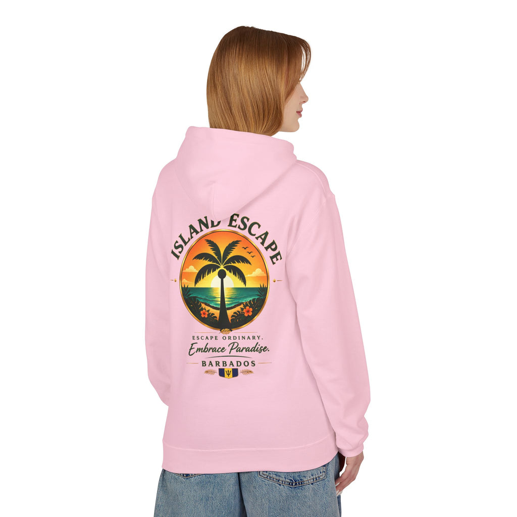 Island Escape Hoodie — Barbados Palm Sunset Graphic