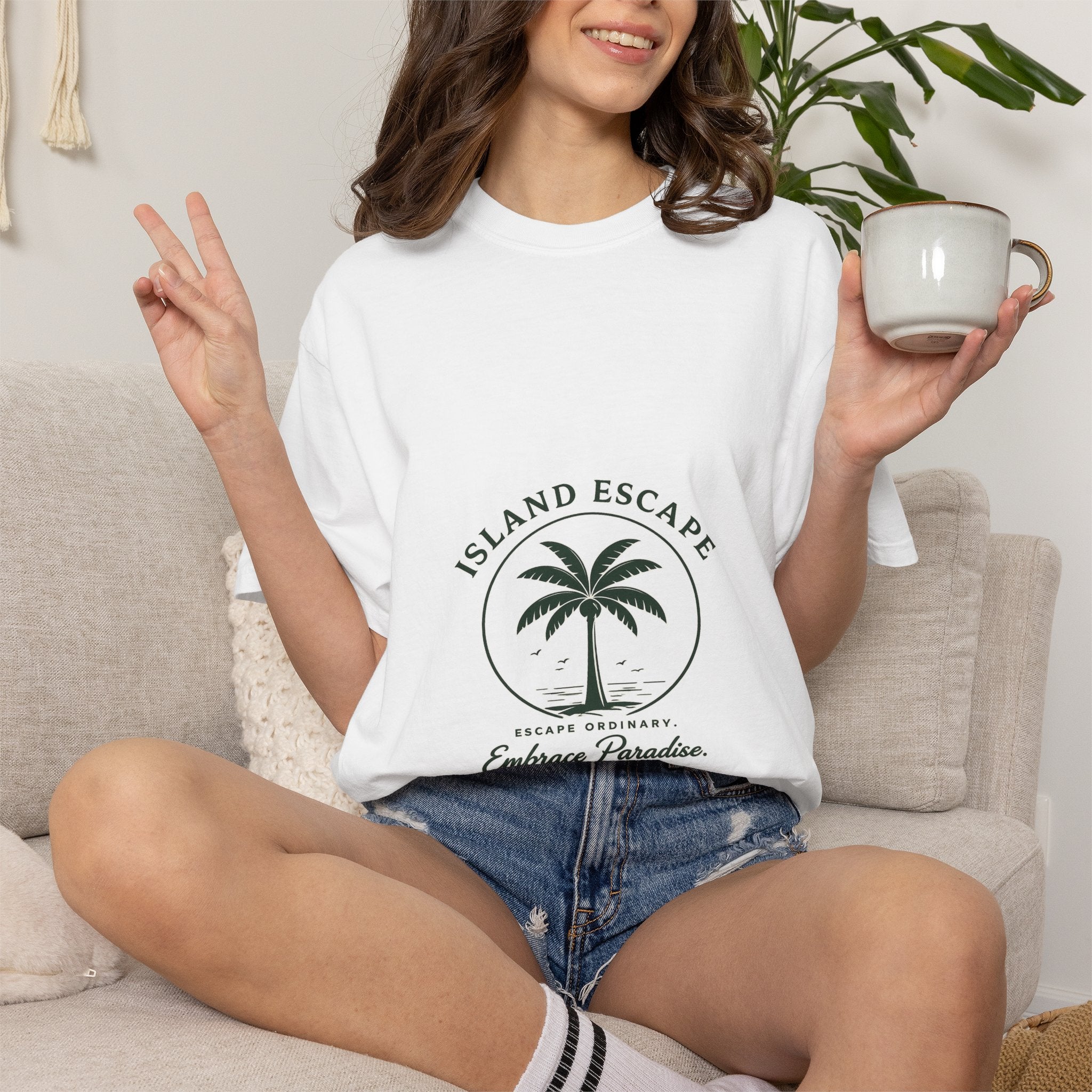 Island Escape Palm T-Shirt — "Embrace Paradise" Beach Vacation Tee