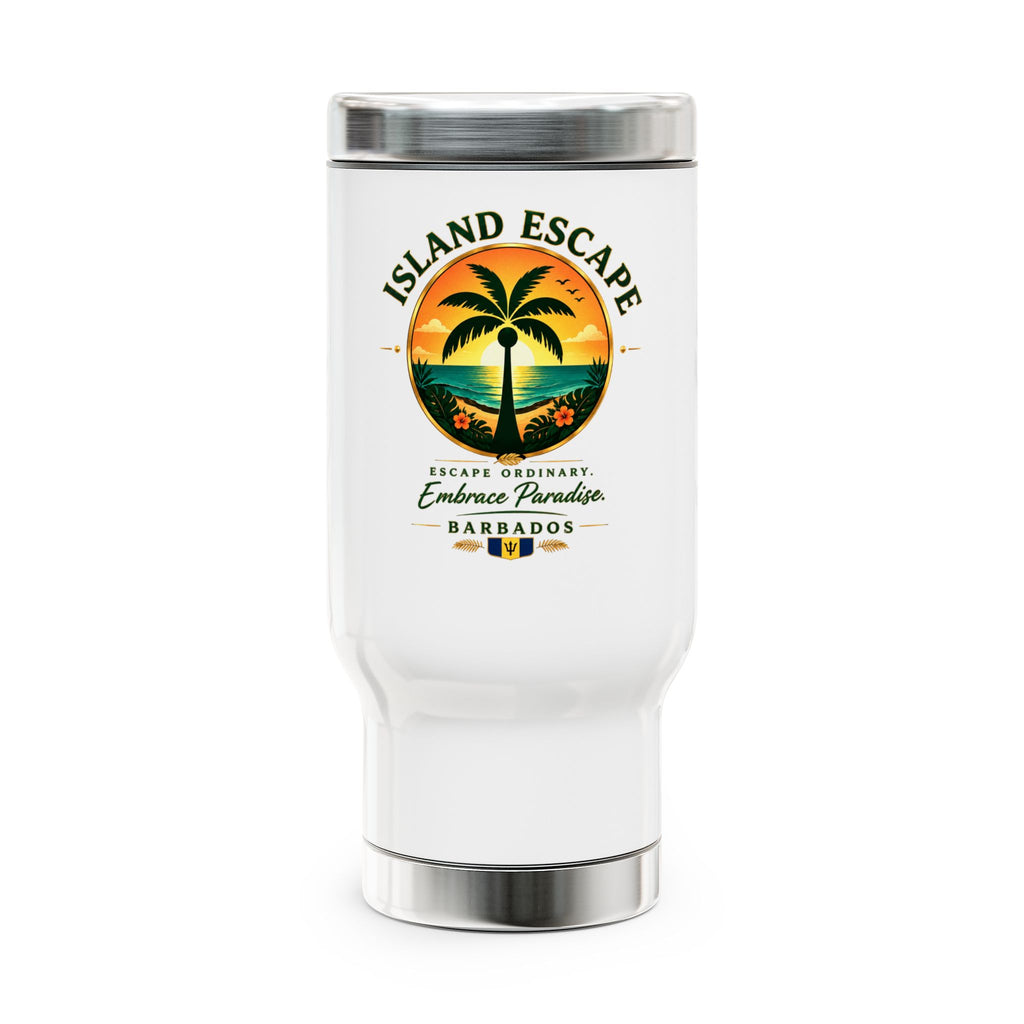 Island Escape Barbados 14oz Travel Mug — Stainless Steel Handle Tumbler