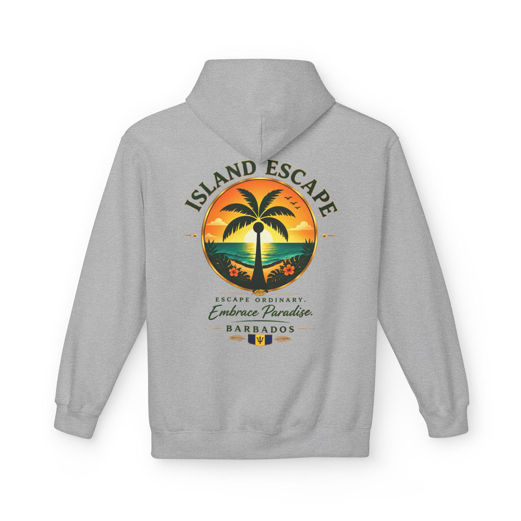 Island Escape Hoodie — Barbados Palm Sunset Graphic