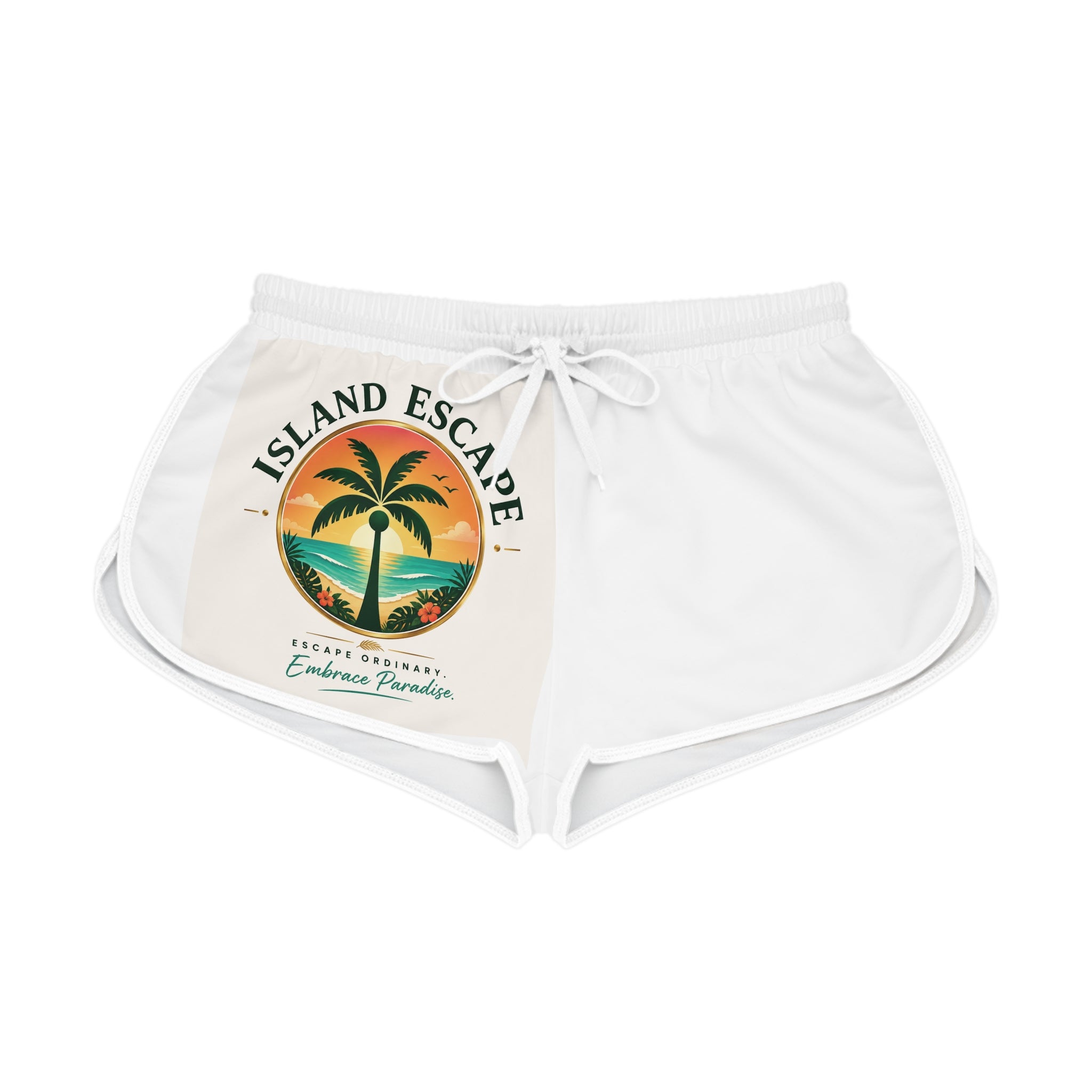 Island Escape Women's Relaxed Shorts — Palm Tree Embrace Paradise Beachwear