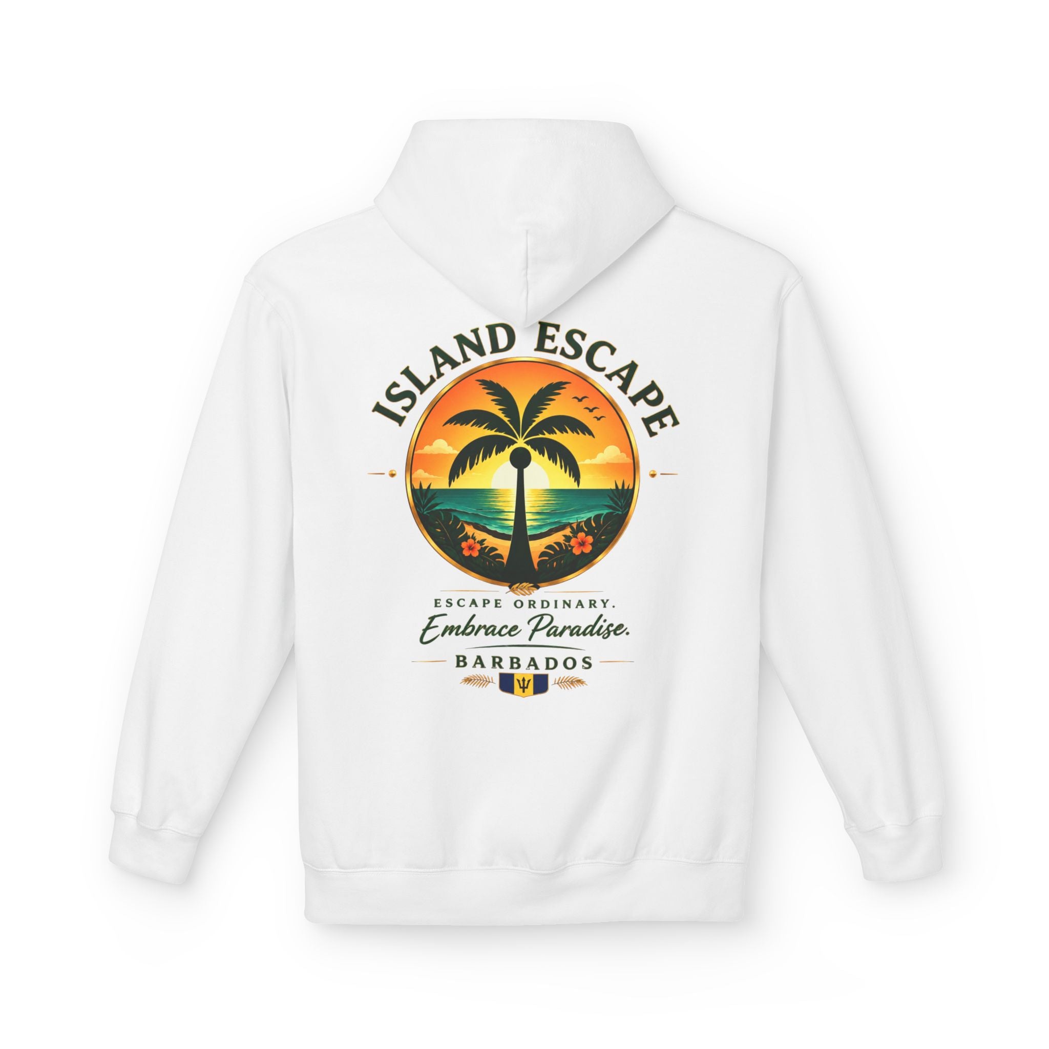Island Escape Hoodie — Barbados Palm Sunset Graphic