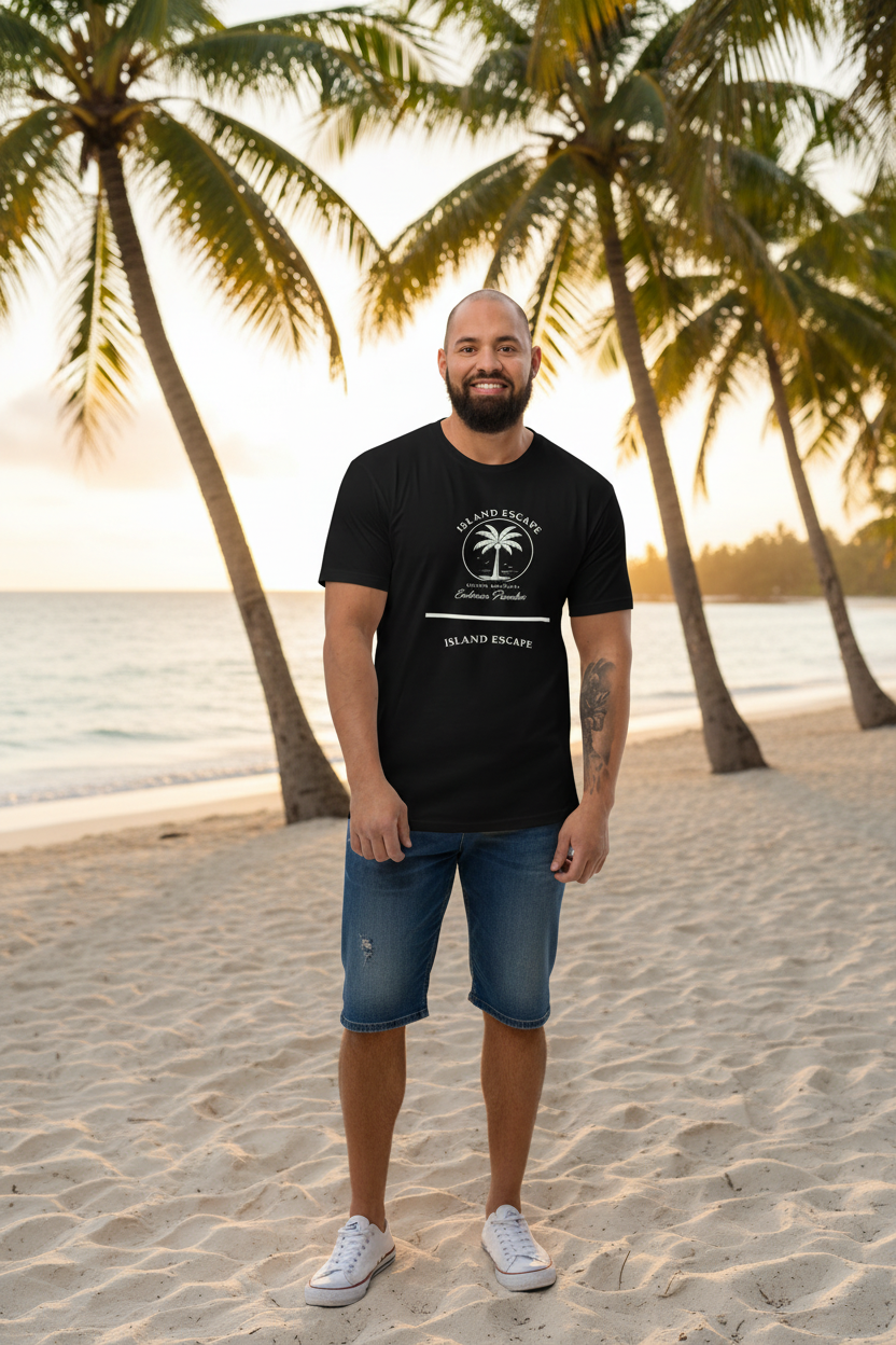 Island Escape Black Tee Lifestyle Mockup
