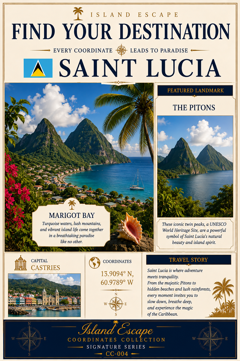 Saint Lucia — Find Your Destination | Coordinates Collection CC-004
