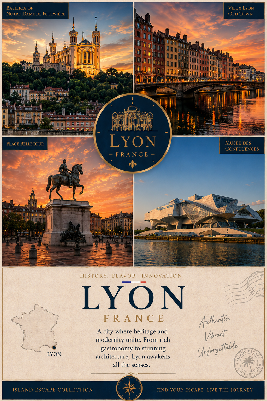 Lyon France — Premium Digital Wall Art Print | Island Escape Collection