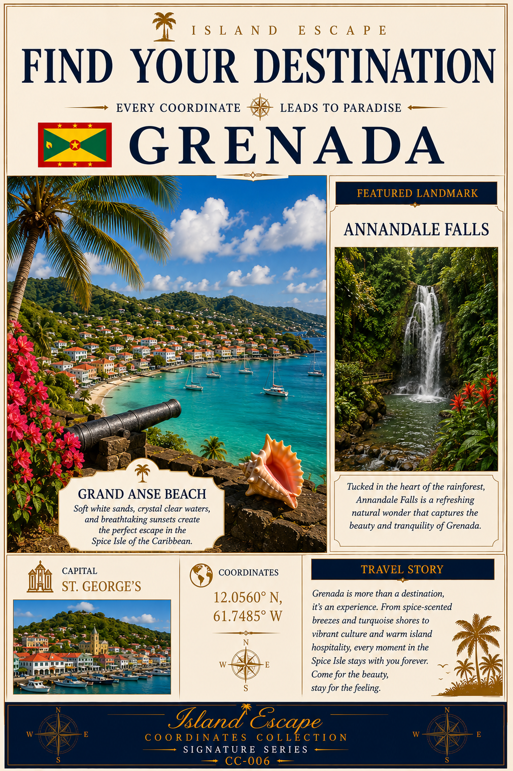Grenada — Find Your Destination | Coordinates Collection CC-006
