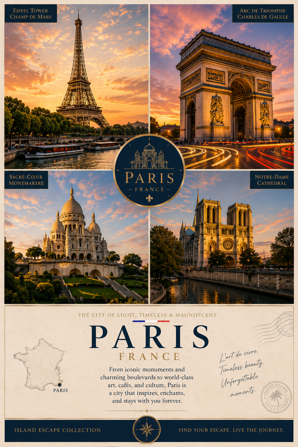 Paris France — Premium Digital Wall Art Print | Island Escape Collection