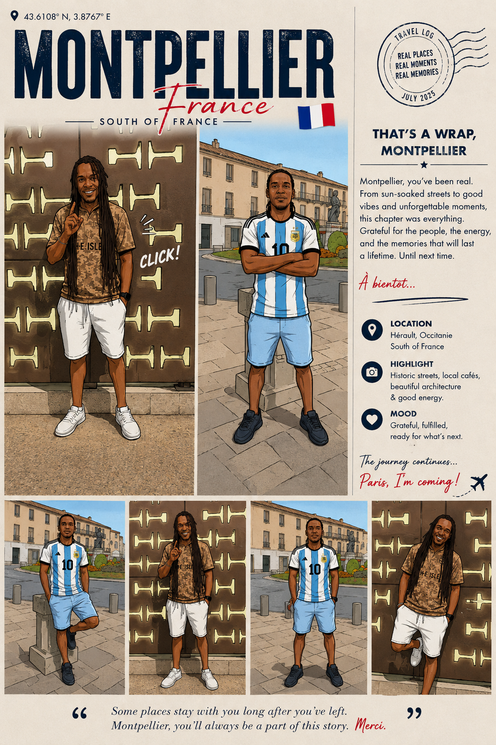 Montpellier — That's a Wrap | Travel Log Comic Art Print | Island Escape